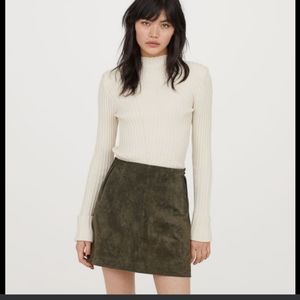 Genuine suede skirt in olive green